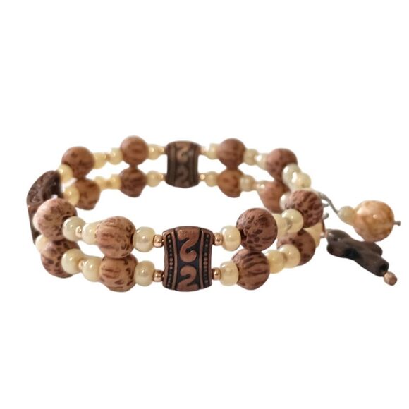 LIVE Beaded Bracelet Memory Wire Adjusts Bangle Cross Religious Inspirational - Picture 5 of 16